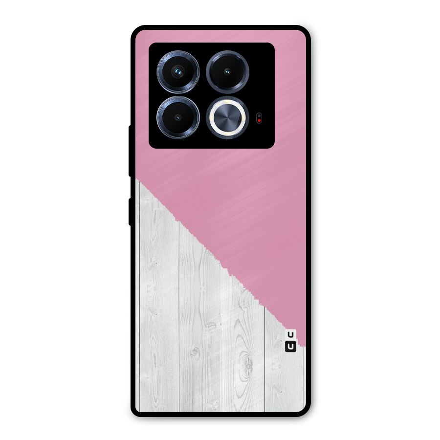 Grey Pink Wooden Design Metal Back Case for Infinix Note 40 5G
