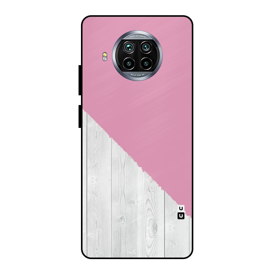 Grey Pink Wooden Design Metal Back Case for Mi 10i