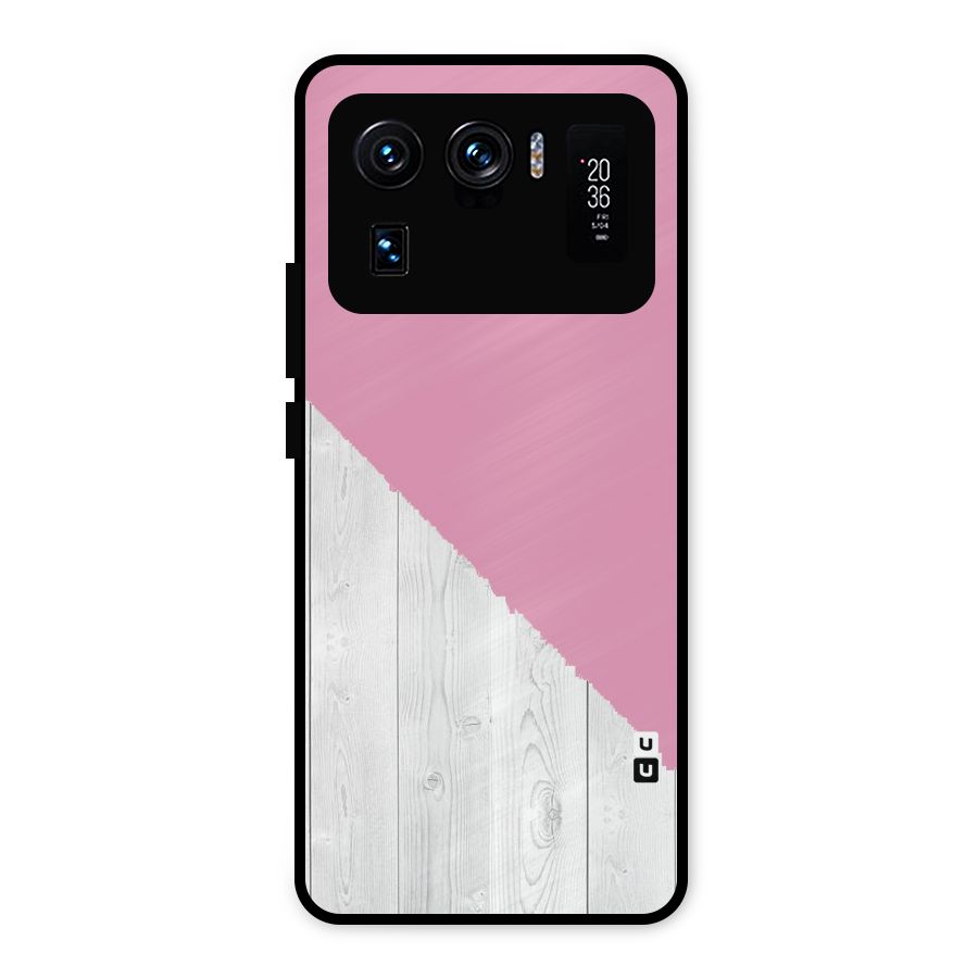 Grey Pink Wooden Design Metal Back Case for Mi 11 Ultra