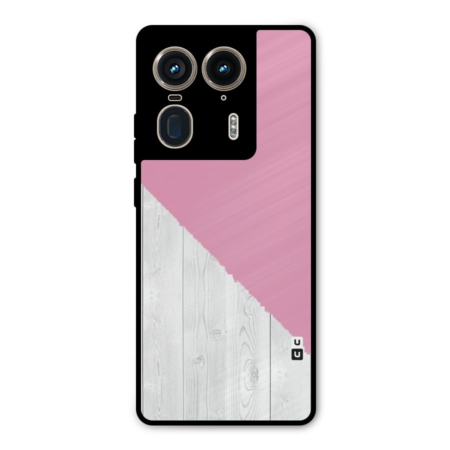 Grey Pink Wooden Design Metal Back Case for Motorola Edge 50 Ultra