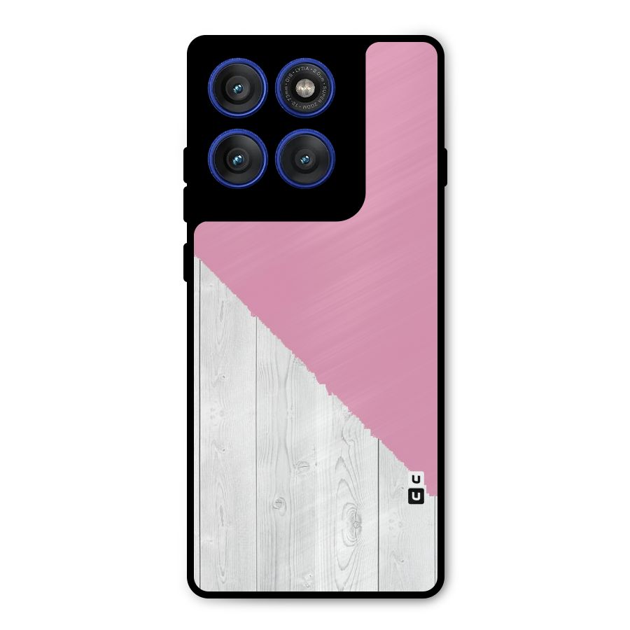 Grey Pink Wooden Design Metal Back Case for Motorola Edge 60 Pro