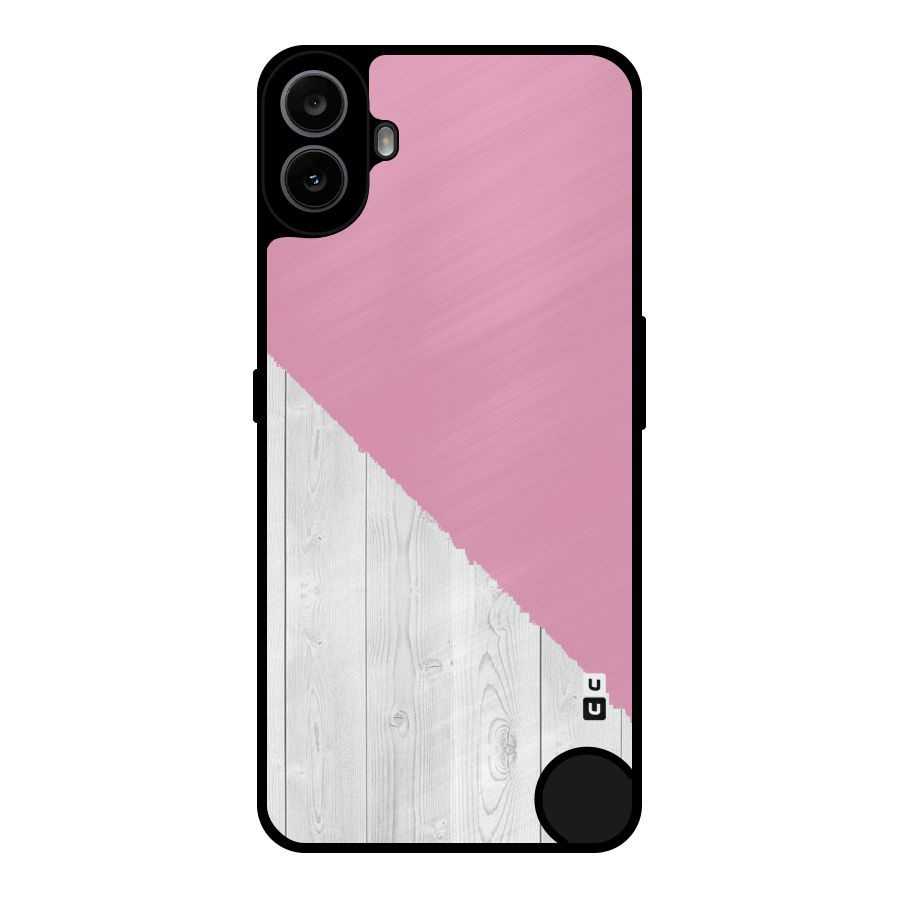 Grey Pink Wooden Design Metal Back Case for Nothing CMF Phone 1