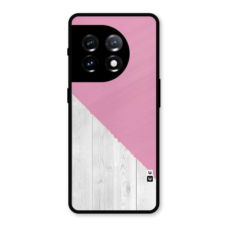 Grey Pink Wooden Design Metal Back Case for OnePlus 11