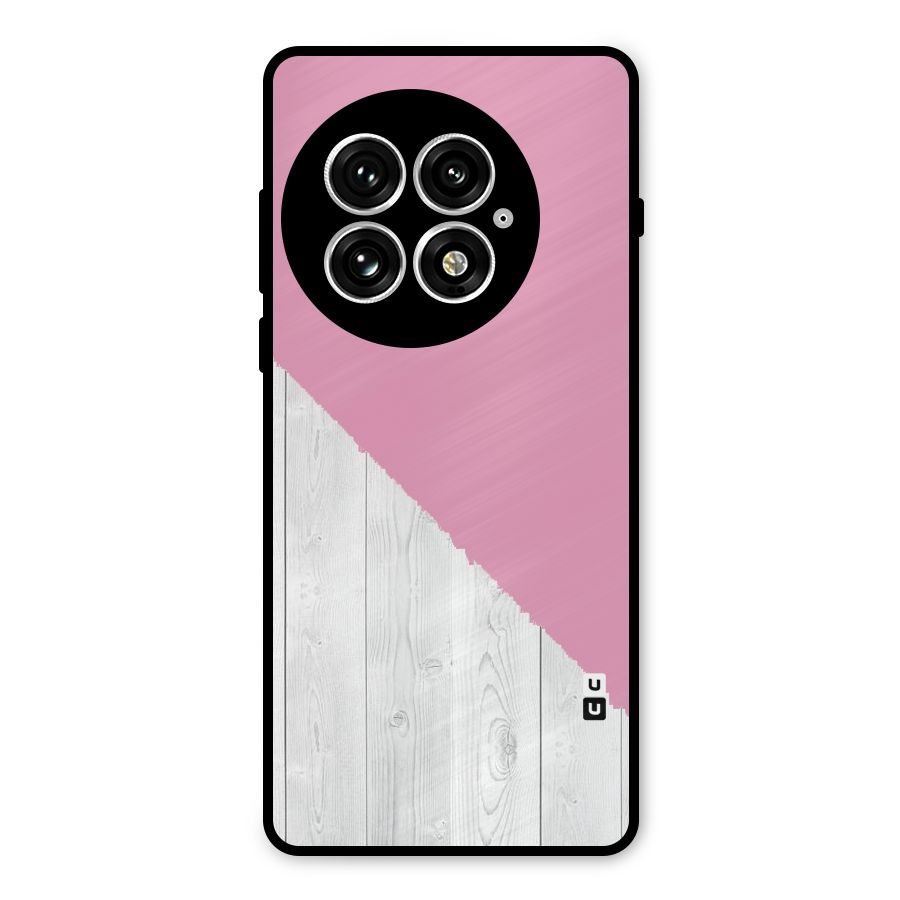 Grey Pink Wooden Design Metal Back Case for OnePlus 13