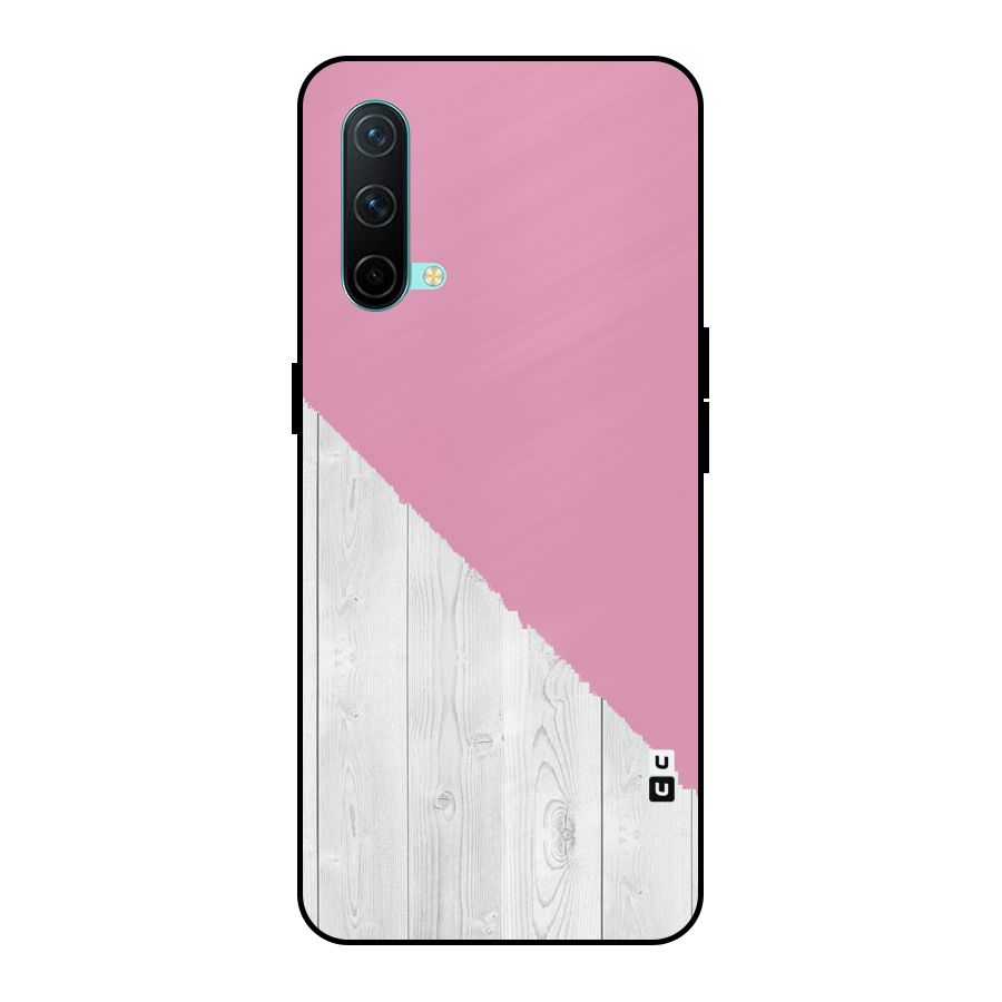 Grey Pink Wooden Design Metal Back Case for OnePlus Nord CE 5G