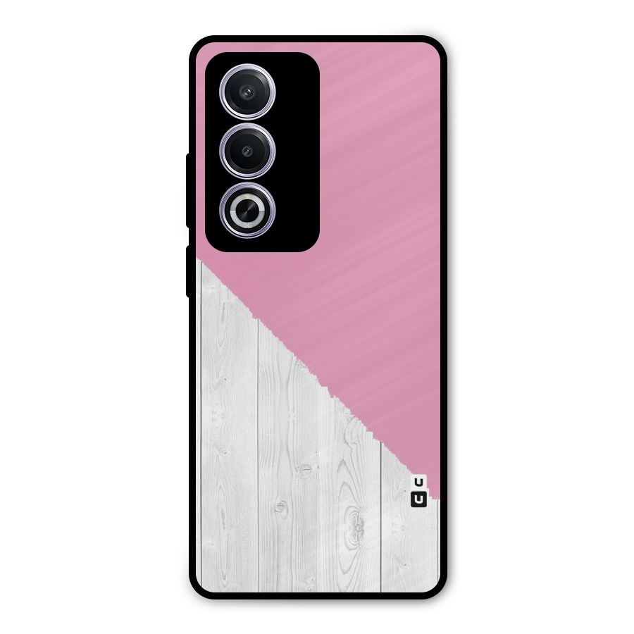 Grey Pink Wooden Design Metal Back Case for Oppo A3 Pro