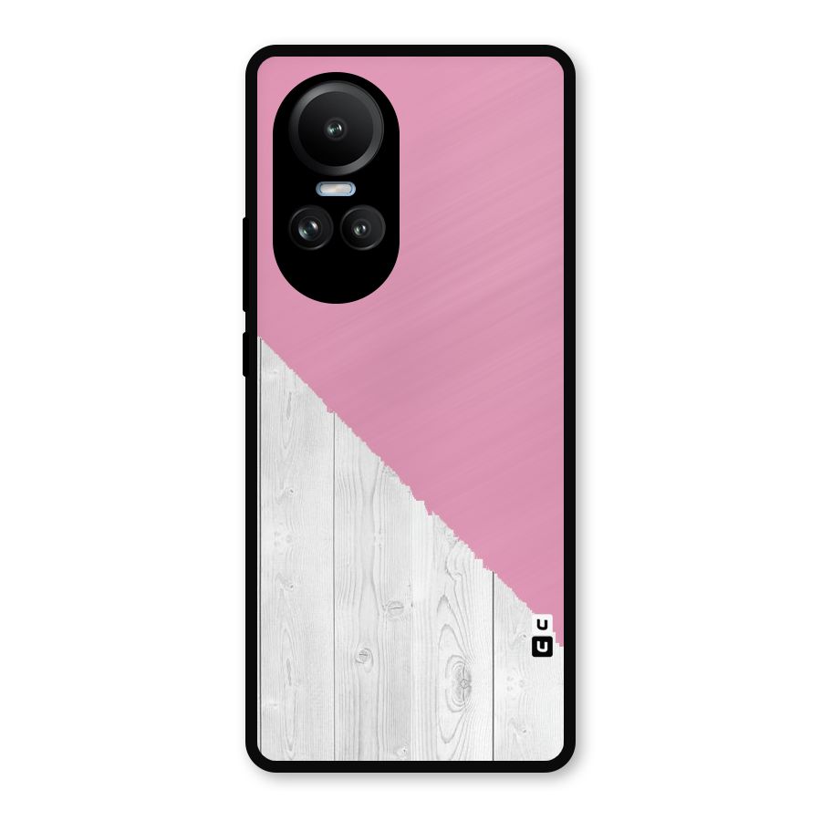 Grey Pink Wooden Design Metal Back Case for Oppo Reno10 Pro