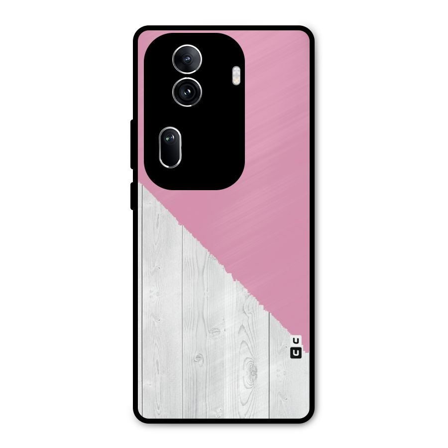 Grey Pink Wooden Design Metal Back Case for Oppo Reno11 Pro 5G