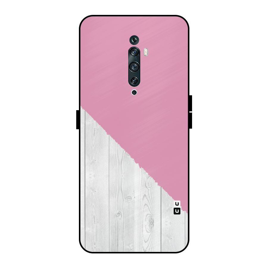 Grey Pink Wooden Design Metal Back Case for Oppo Reno2 F