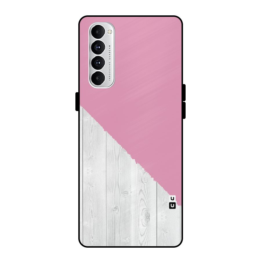 Grey Pink Wooden Design Metal Back Case for Oppo Reno4 Pro