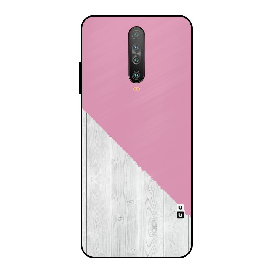 Grey Pink Wooden Design Metal Back Case for Poco X2