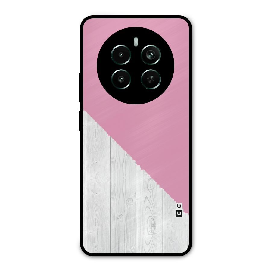 Grey Pink Wooden Design Metal Back Case for Realme 12 Pro Plus