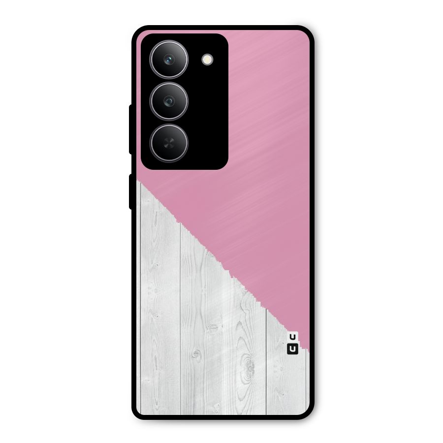 Grey Pink Wooden Design Metal Back Case for Realme 14x