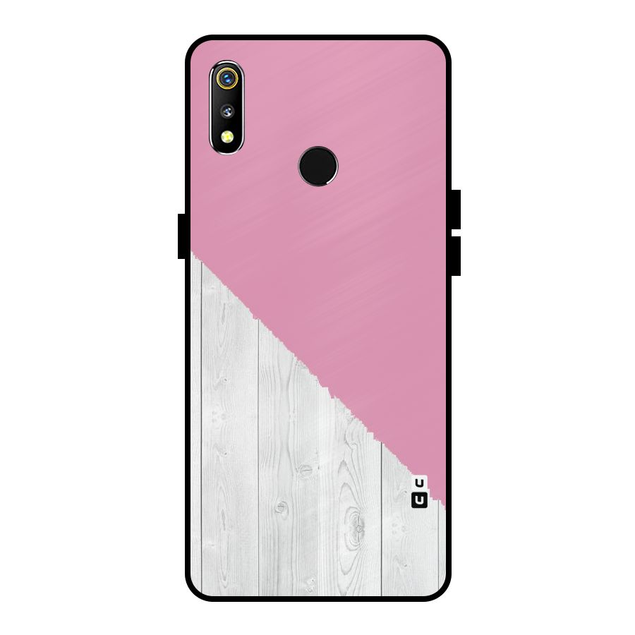 Grey Pink Wooden Design Metal Back Case for Realme 3