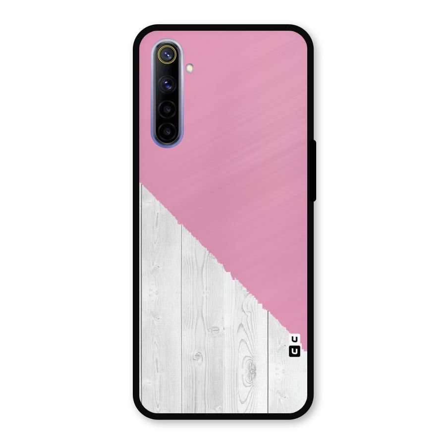 Grey Pink Wooden Design Metal Back Case for Realme 6i