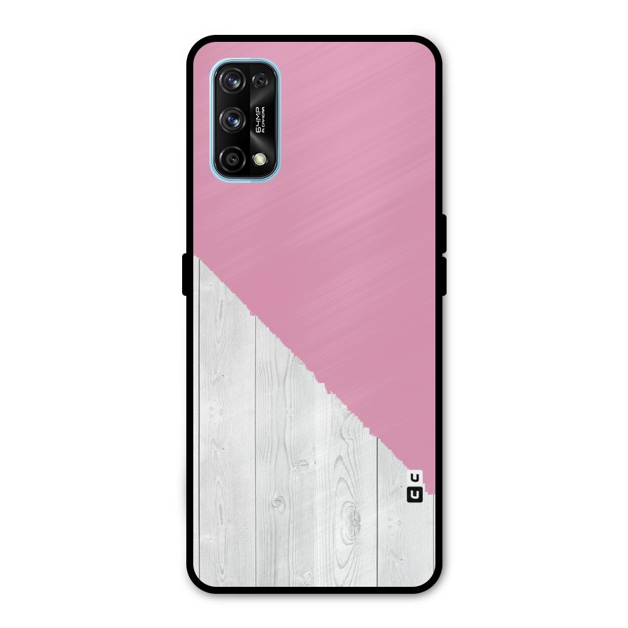 Grey Pink Wooden Design Metal Back Case for Realme 7 Pro