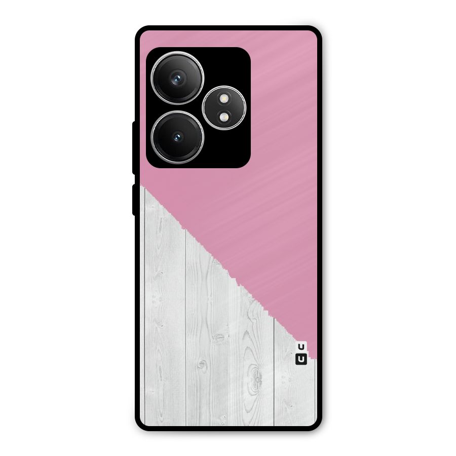 Grey Pink Wooden Design Metal Back Case for Realme GT 6T