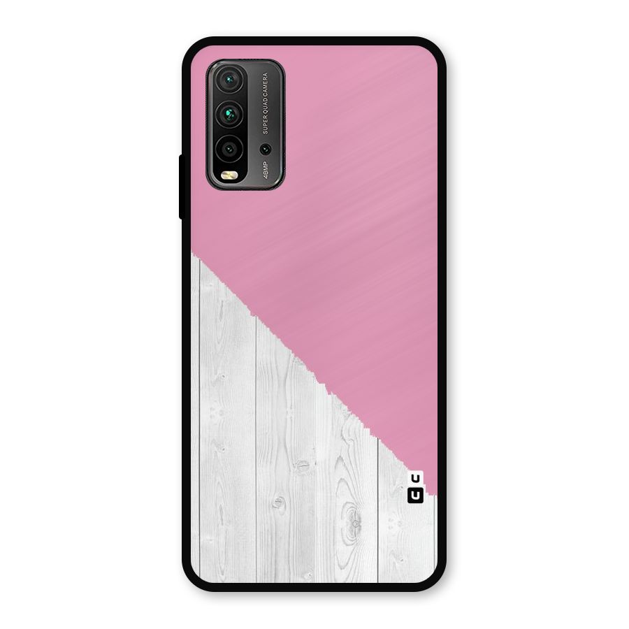 Grey Pink Wooden Design Metal Back Case for Redmi 9 Power