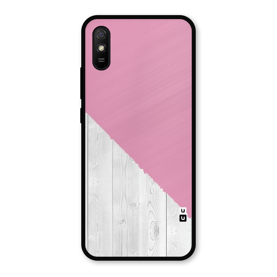 Grey Pink Wooden Design Metal Back Case for Redmi 9a