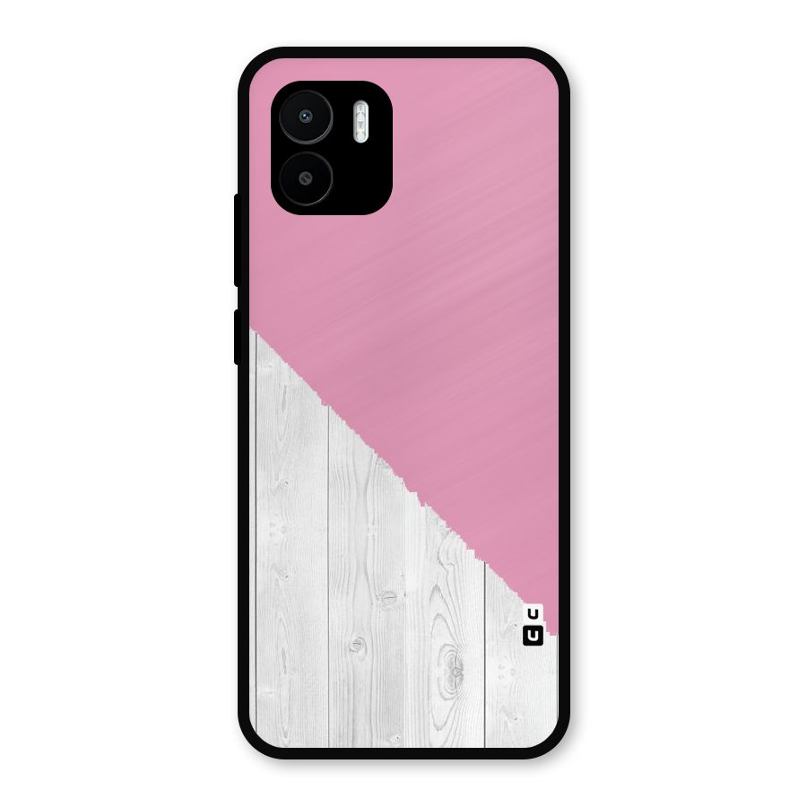 Grey Pink Wooden Design Metal Back Case for Redmi A2