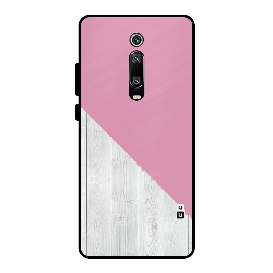Grey Pink Wooden Design Metal Back Case for Redmi K20