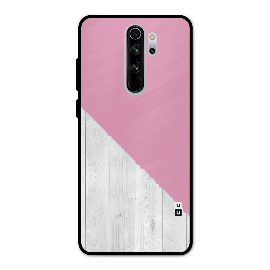 Grey Pink Wooden Design Metal Back Case for Redmi Note 8 Pro