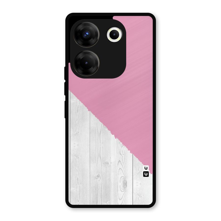Grey Pink Wooden Design Metal Back Case for Tecno Camon 20