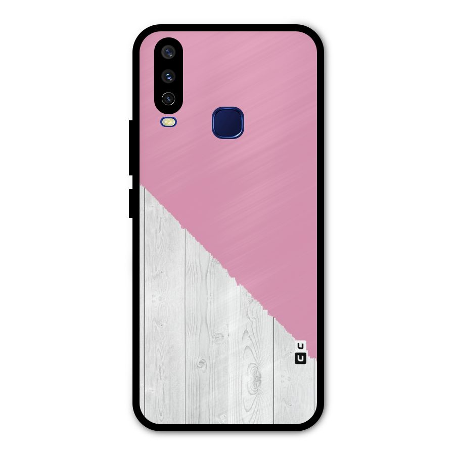 Grey Pink Wooden Design Metal Back Case for Vivo V17