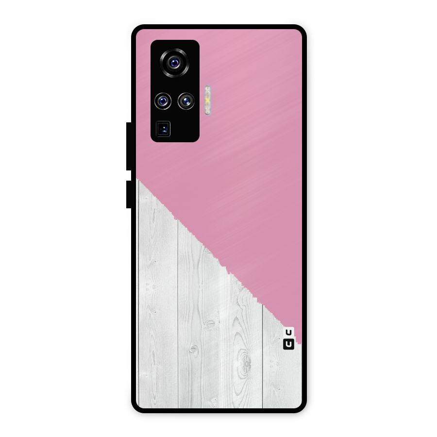 Grey Pink Wooden Design Metal Back Case for Vivo X50 Pro