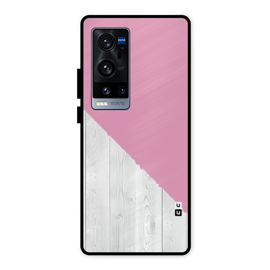 Grey Pink Wooden Design Metal Back Case for Vivo X60 Pro Plus