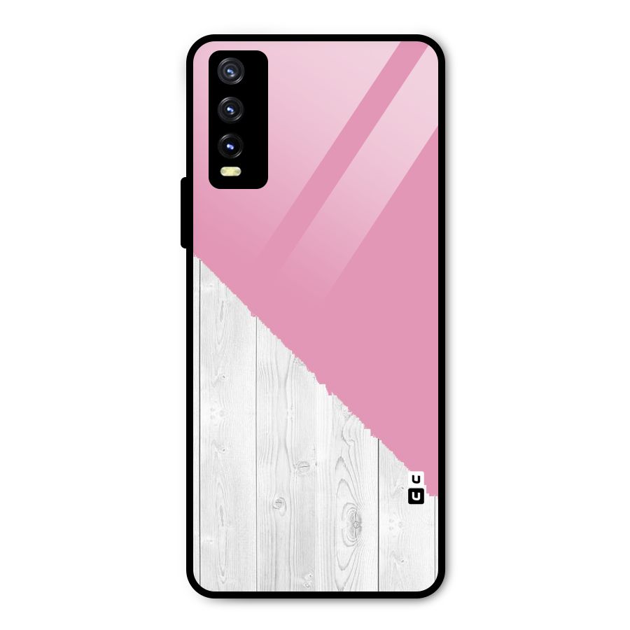 Grey Pink Wooden Design Metal Back Case for Vivo Y20