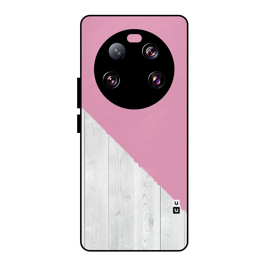 Grey Pink Wooden Design Metal Back Case for Xiaomi 13 Ultra