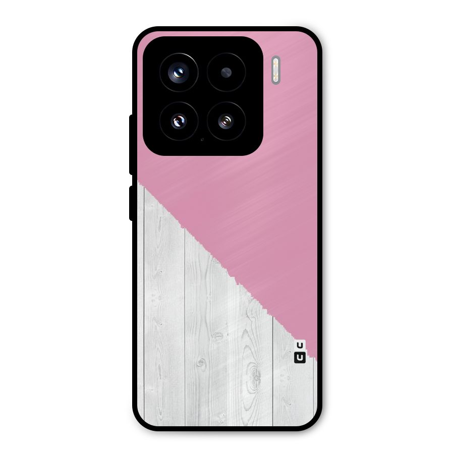 Grey Pink Wooden Design Metal Back Case for Xiaomi 15