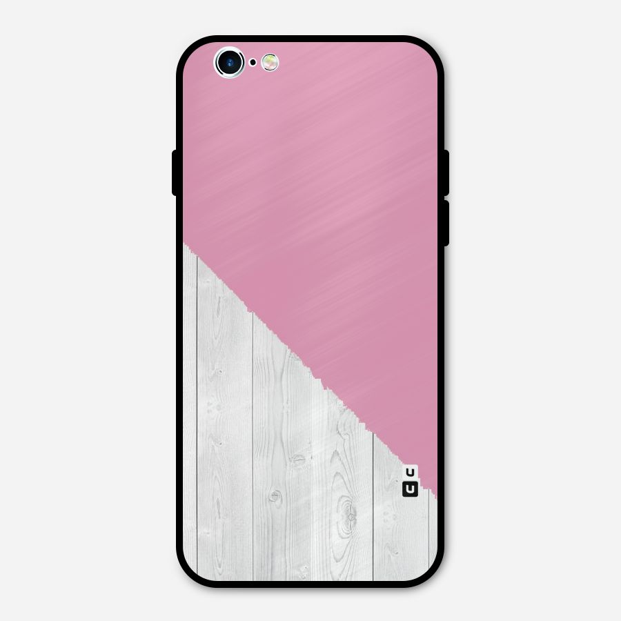 Grey Pink Wooden Design Metal Back Case for iPhone 6 6s