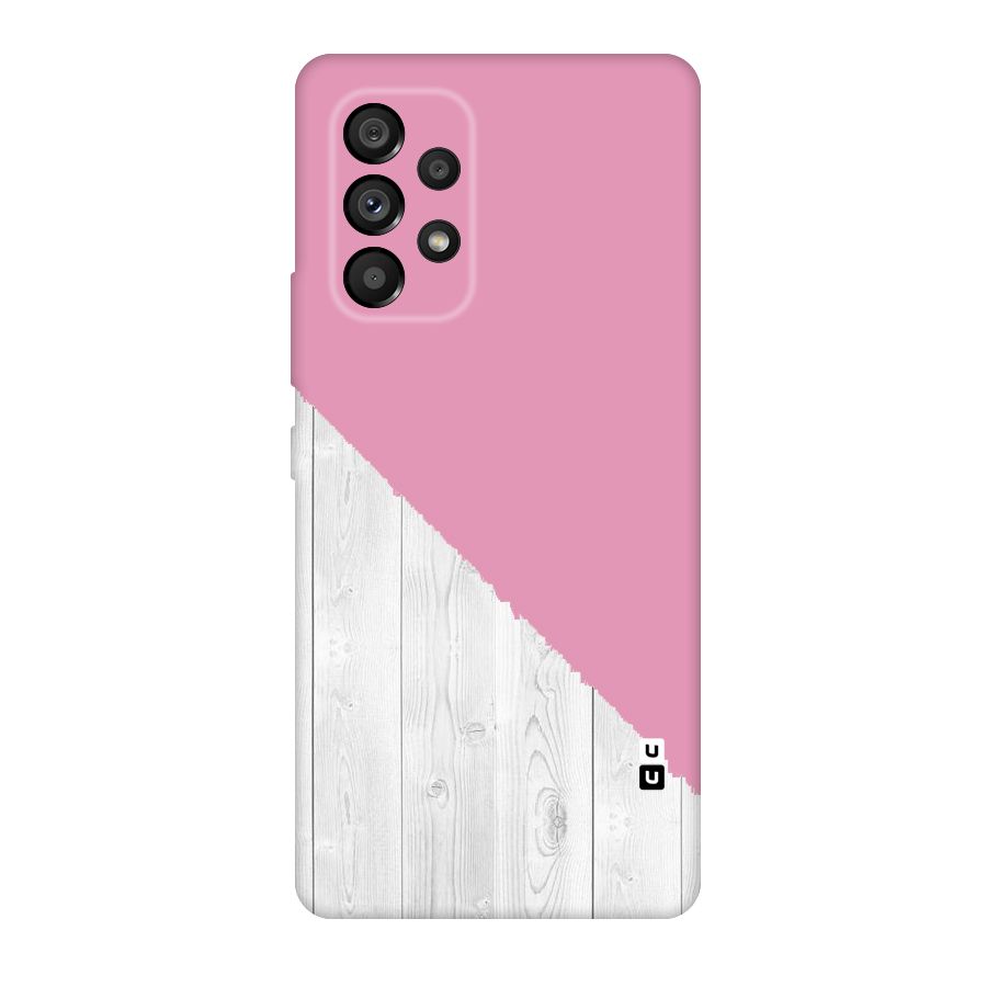 Grey Pink Wooden Design Original Polycarbonate Back Case for Galaxy A53 5G