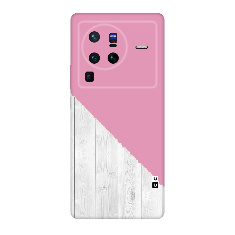 Grey Pink Wooden Design Original Polycarbonate Back Case for Vivo X80