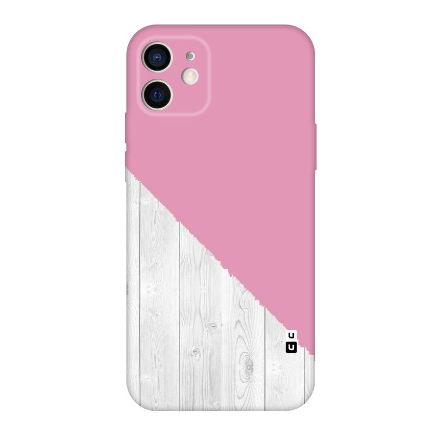Grey Pink Wooden Design Original Polycarbonate Back Case for iPhone 12