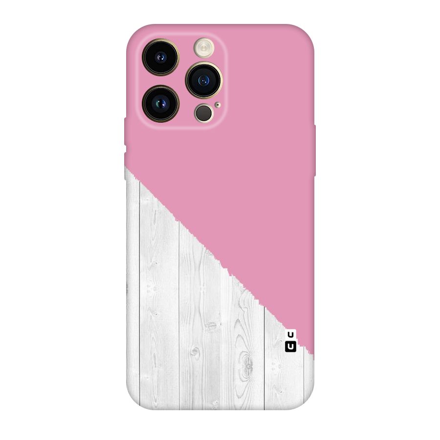 Grey Pink Wooden Design Original Polycarbonate Back Case for iPhone 14 Pro Max