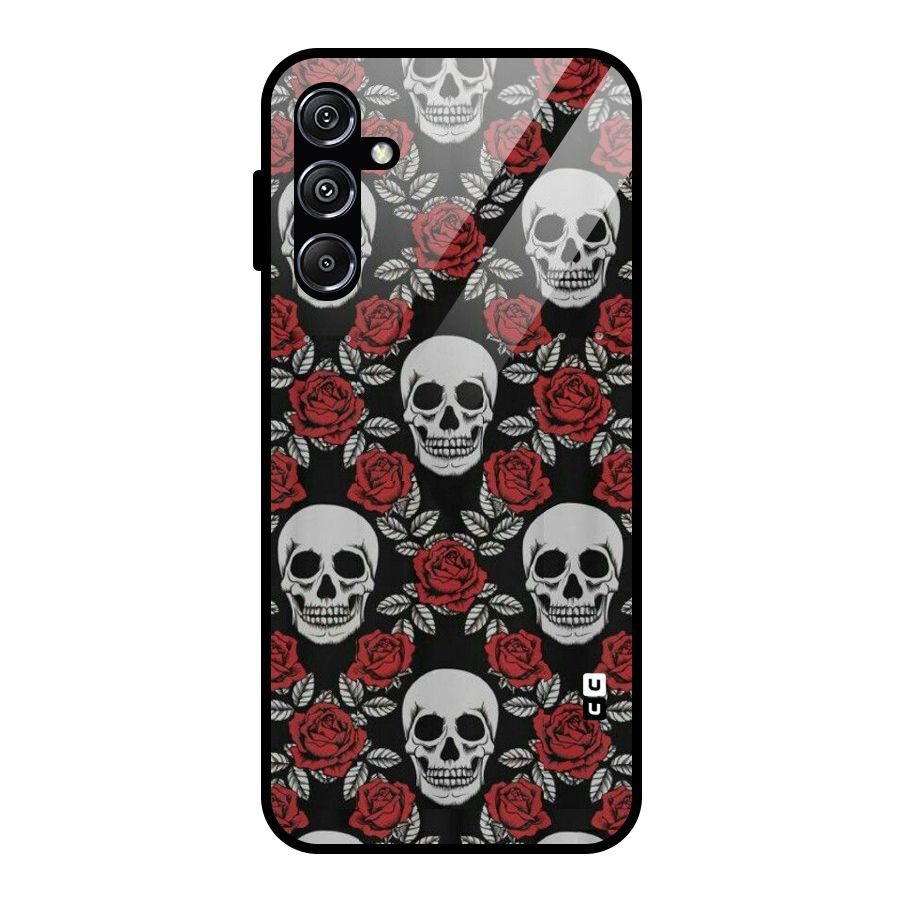 Grey Skulls Glass Back Case for Galaxy M34 5G
