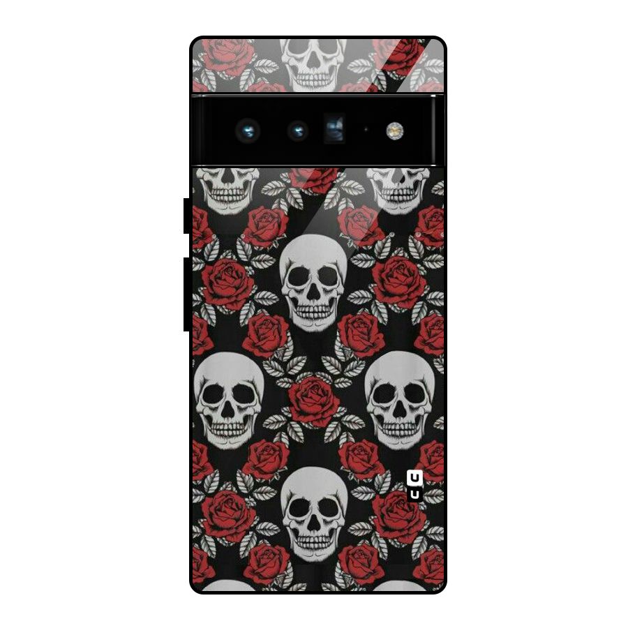 Grey Skulls Glass Back Case for Google Pixel 6 Pro