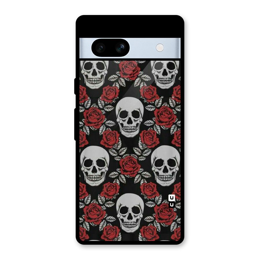 Grey Skulls Glass Back Case for Google Pixel 7a