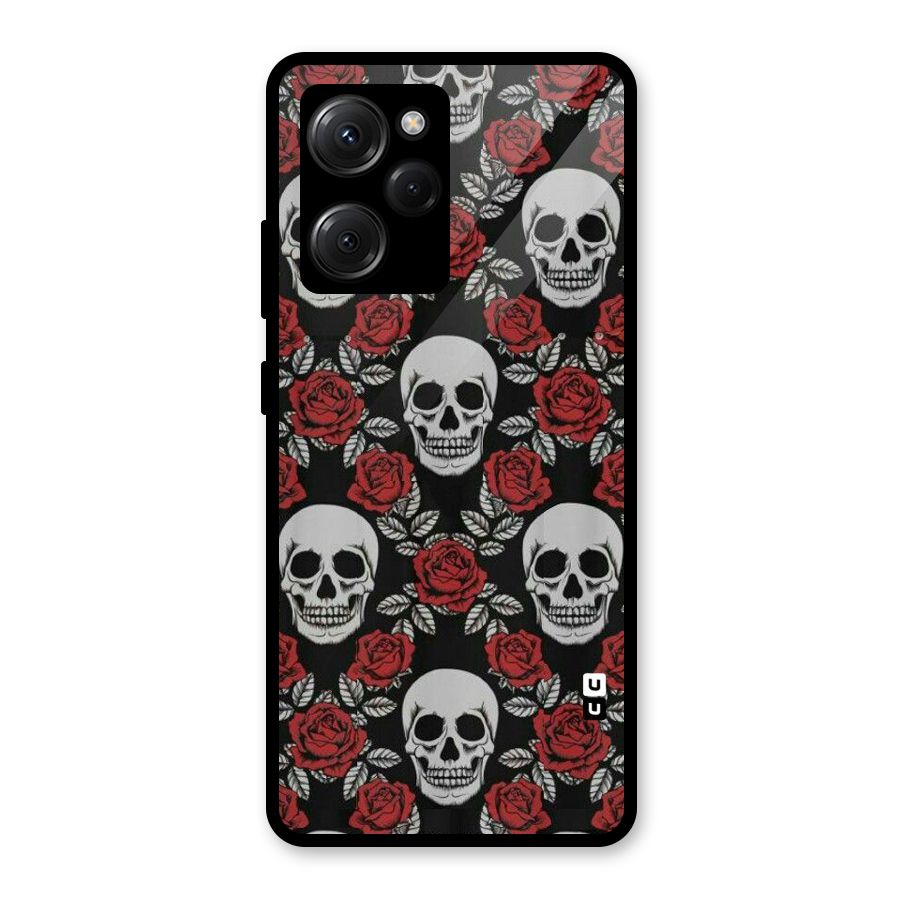 Grey Skulls Glass Back Case for Poco X5 Pro