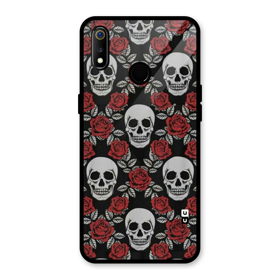 Grey Skulls Glass Back Case for Realme 3i