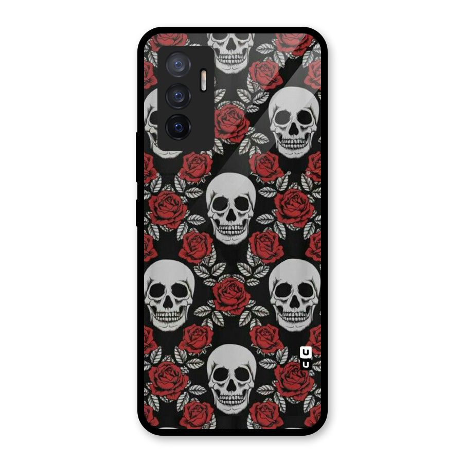 Grey Skulls Glass Back Case for Vivo V23e