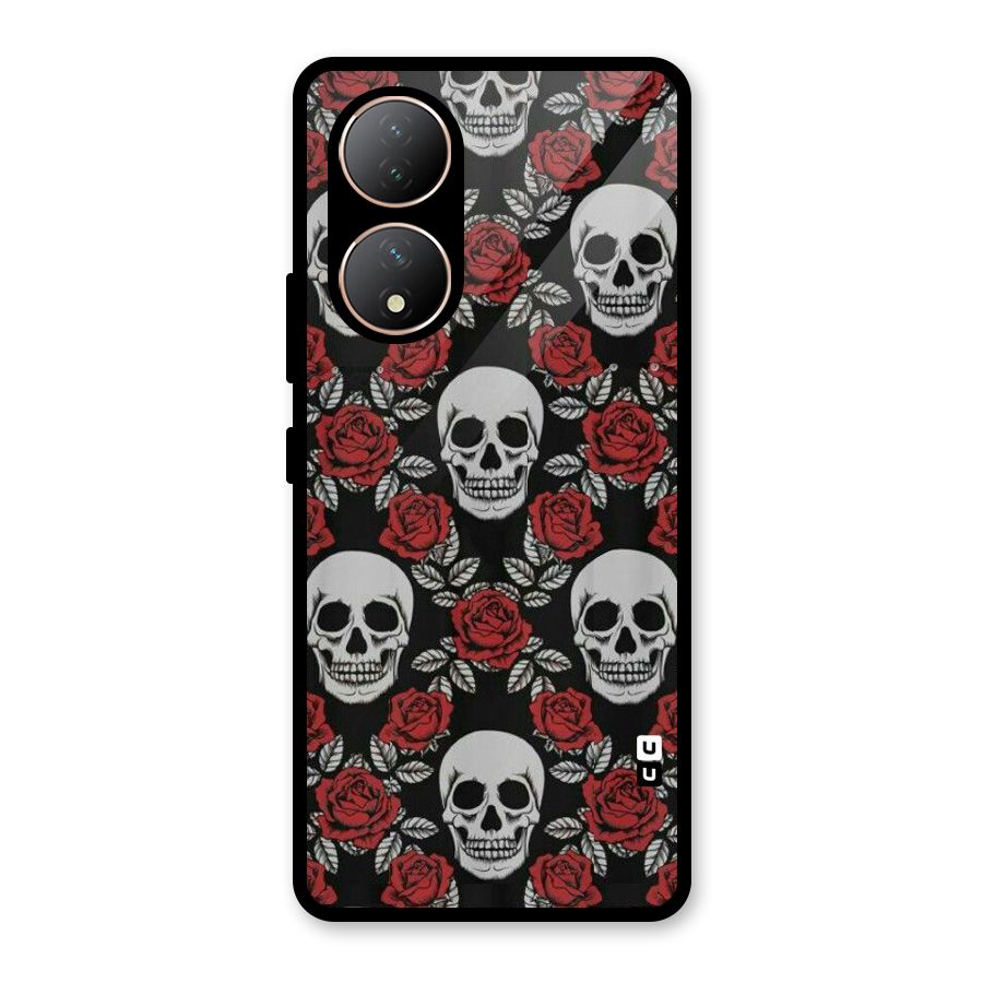 Grey Skulls Glass Back Case for Vivo Y100A