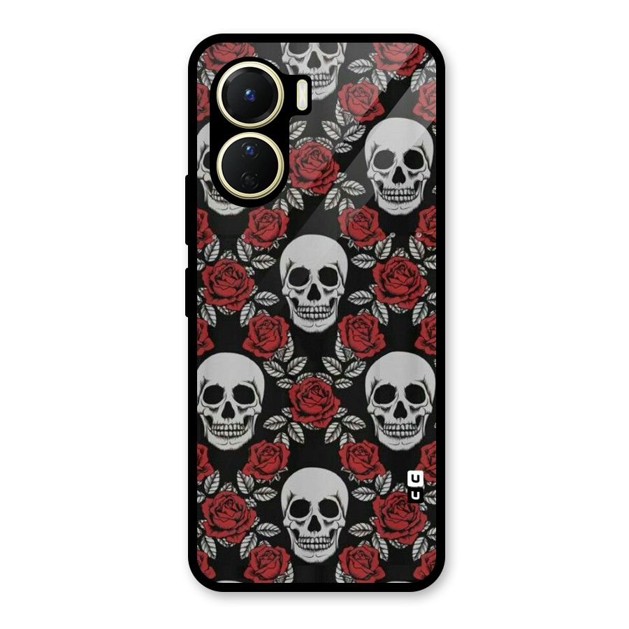 Grey Skulls Glass Back Case for Vivo Y16