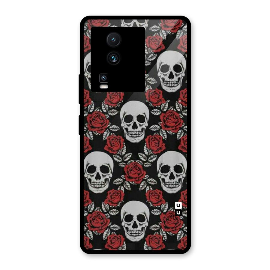 Grey Skulls Glass Back Case for Vivo iQOO Neo 7