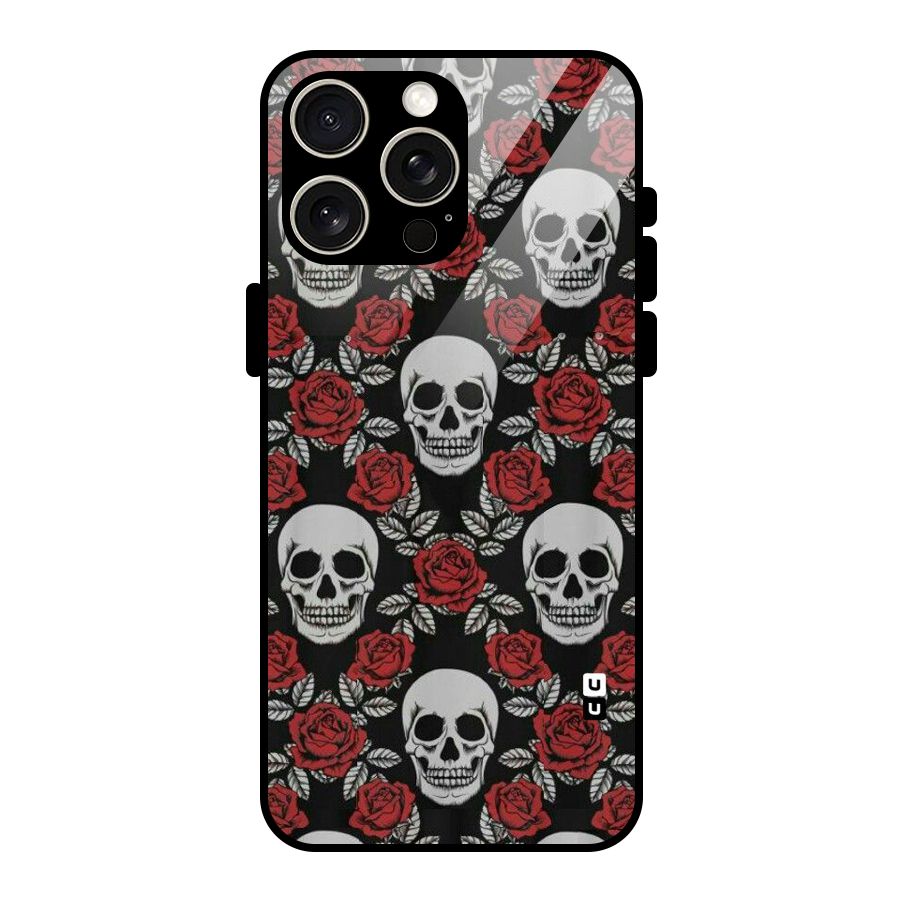 Grey Skulls Glass Back Case for iPhone 15 Pro Max