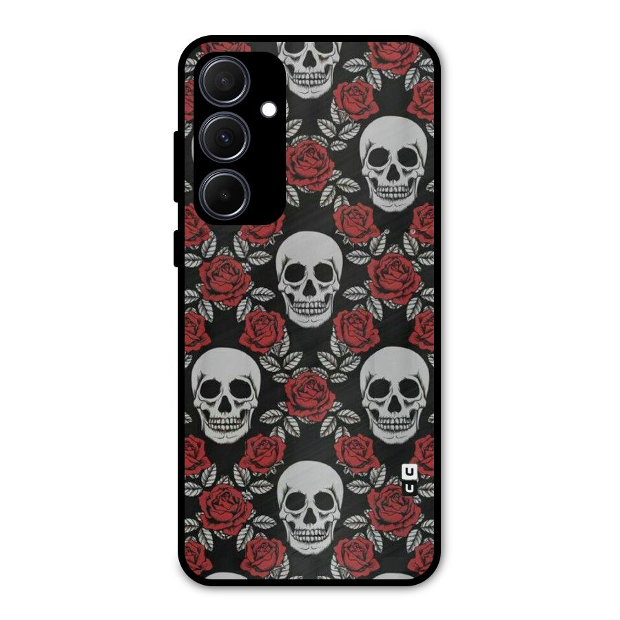 Grey Skulls Metal Back Case for Galaxy A35
