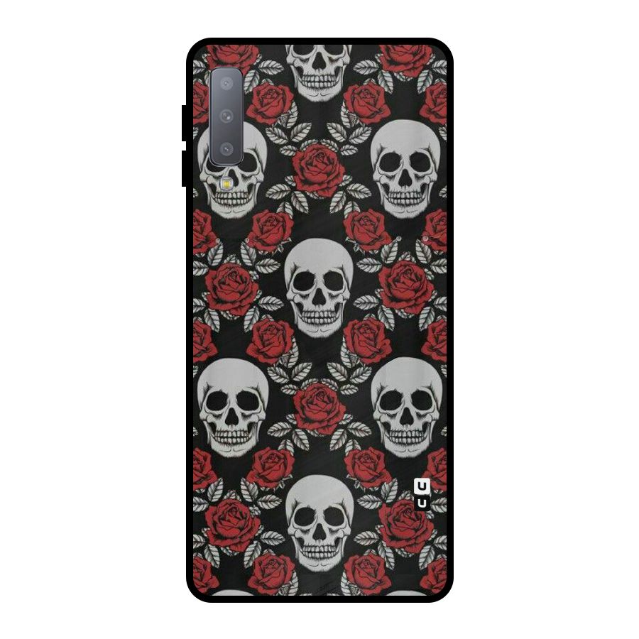 Grey Skulls Metal Back Case for Galaxy A7 (2018)